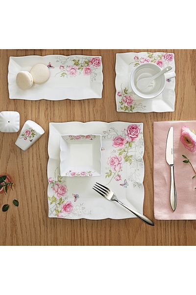 Emsan Marbella Porcelain 32 Piece Breakfast/Serving Set for 6 Persons