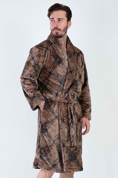VİENETTA Ανδρική ρόμπα Welsoft Brown - Γιακάς σάλι, 3C0T4N0O74