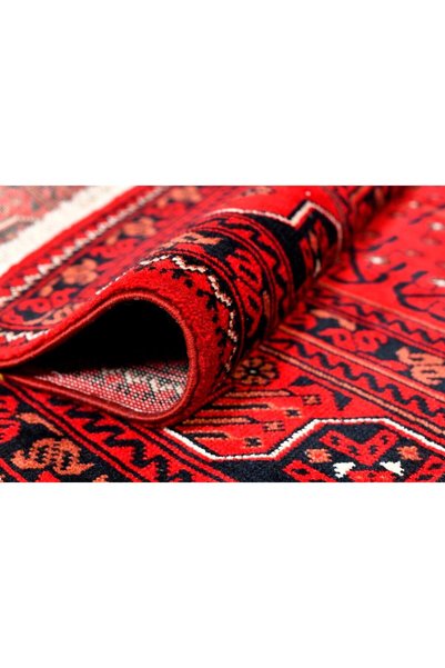 Çam Halı Bambos Plus 901 Kırmızı Yün Ve Bambu Ile Özel Tezgahlarda Üretilen Afgan Halısı Desenli El