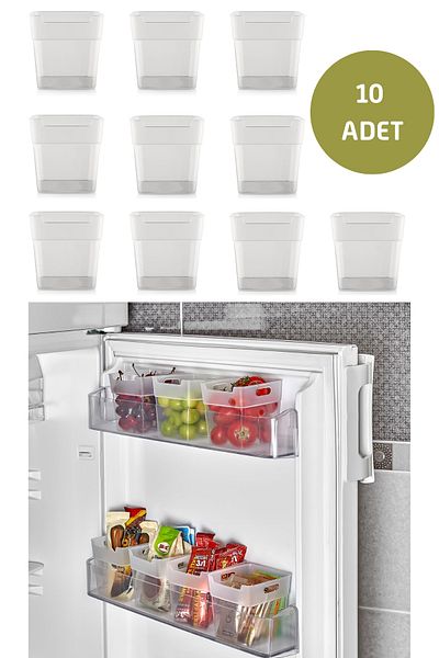 Eynel 10 Pcs Refrigerator Inside the Door Shelf Organizer, Bathroom Cosmetic Organizer Container Multipurpose Mini Box Set