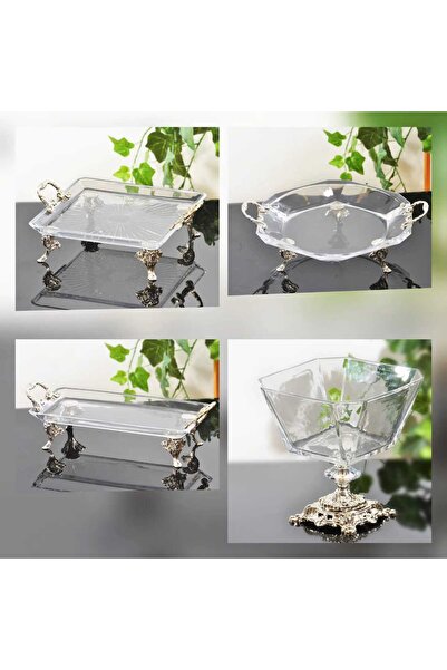 BULUTHOMEAKSESUAR مجموعة عرض فضية مكونة من 4 قطع