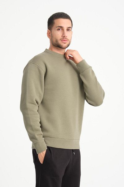COOLHILL Ανδρικό φούτερ με κεντημένο λαιμό Khaki Basic