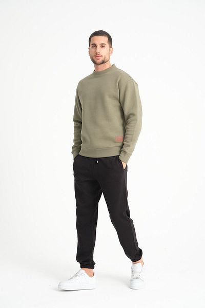 COOLHILL Ανδρικό φούτερ με κεντημένο λαιμό Khaki Basic