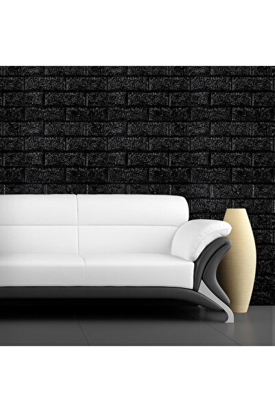 Renkli Duvarlar 50x54 Cm ( 0,27 M²) Siyah Kendinden Yapışkanlı Duvar Kağıdı Esnek Köpük Panel 3d Tuğla Desen
