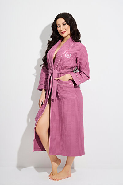 Nuşa Bamboo Cotton Pique Dressing Gown with Collar Piping