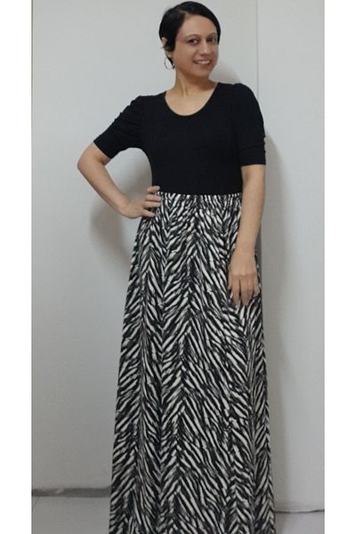 Mertcan Butik Black patterned 6-piece summer winter wearable Steel knitted skirt with elastic waistband
