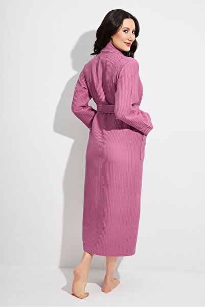 Nuşa Bamboo Cotton Pique Dressing Gown with Collar Piping