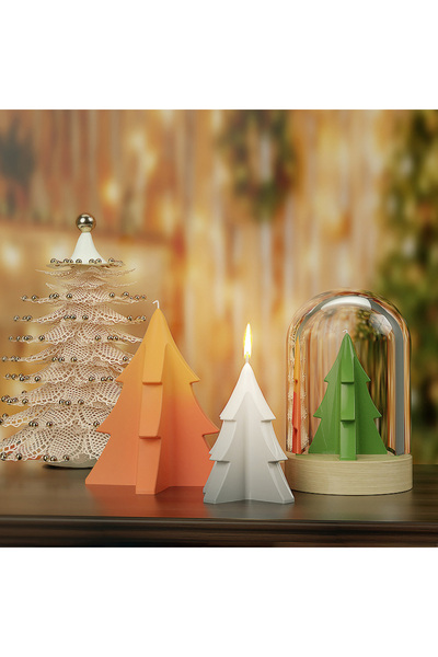 ÇAĞATÖLYE Silikon Kalıp Yeni Yıl Noel 1 Adet Küçük Boy Çam Ağacı Biblo Mum Si...