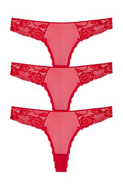 Miss Blue Moon New Year's Special Collection Red Panties 3-Piece 444