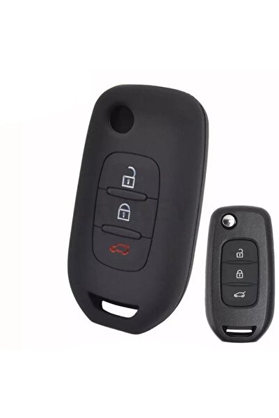 GMA KEYS Husă de protecție pentru chei din silicon compatibilă cu butoane Renault Express 3 de lux Culoare neagră