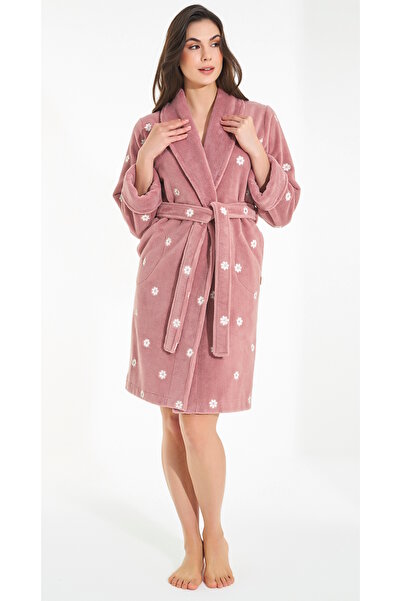 Nuşa Daisy Embroidered Bamboo Cotton Bathrobe