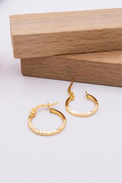 latif kuyumcu 22 Ayar Altın Küpe Kalemli Düz Halka Kadın Küpe LKKP1196