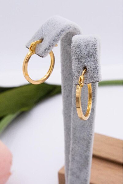 latif kuyumcu 22 Ayar Altın Küpe Kalemli Düz Halka Kadın Küpe LKKP1196