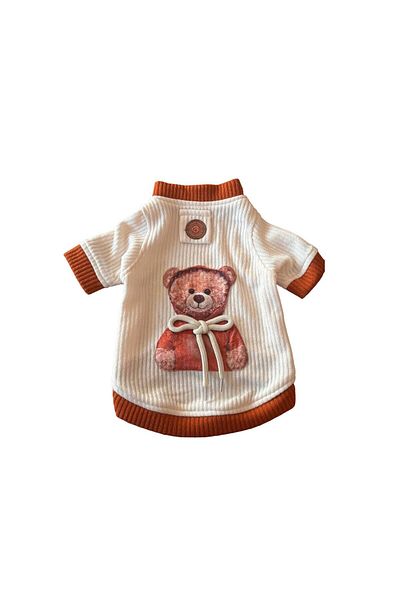 Bi Dolap Ponçik Teddy Bear Teddy Bear Cream Knitwear Cat Dog Clothes & Sweater