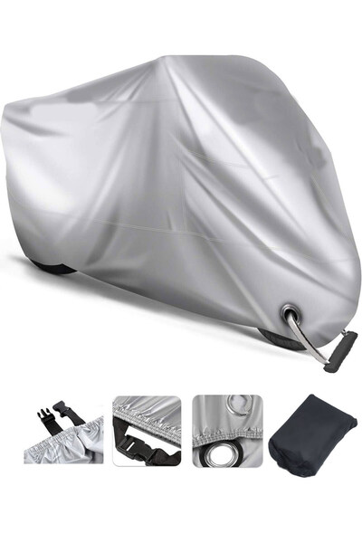 AUTOLION BISAN Pacific 125 Gray Waterproof Motorcycle Tarpaulin (Lock Compati...