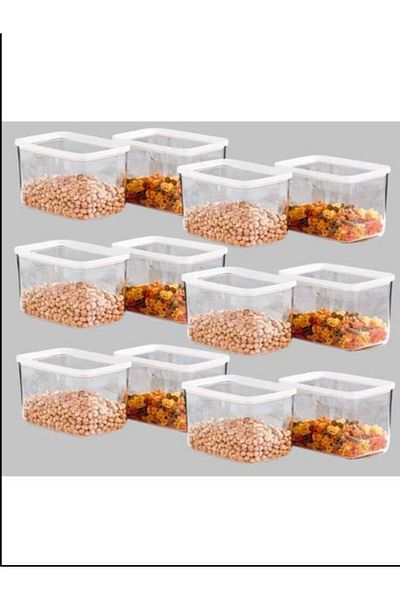 VİP AHMET 1400ml Vi̇pahmet - 12 Pcs White Vacuum Storage Container with Lid