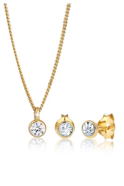ELLI Schmuckset Basic Elegant Kristal 925 Gümüş