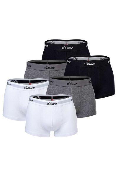 s.Oliver Herren Boxershorts, 6er Pack - Trunks, Hipster, Baumwoll-Stretch