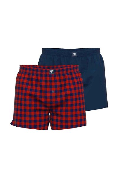 Ceceba Herren Web-Boxershorts, 2er Pack - Unterwäsche, Unterhose, Baumwolle, Logo, Karo, einfarbig