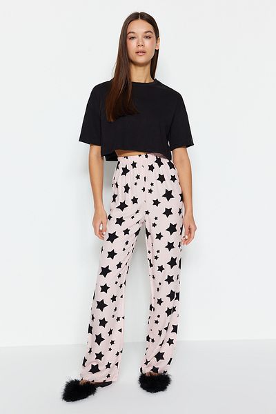 Trendyol Collection Púdercsillag mintás viszkóz szőtt pizsama alsó THMAW24PJ00012