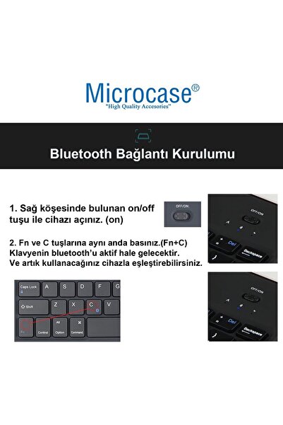 Microcase Tablet ve Telefonlar için Türkçe Q Bluetooth Touchpad Klavye ve Mouse Set - AL3560