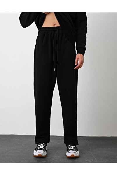 FİTGO Μαύρη ανδρική εποχιακή ίσια φόρμα με πάτο