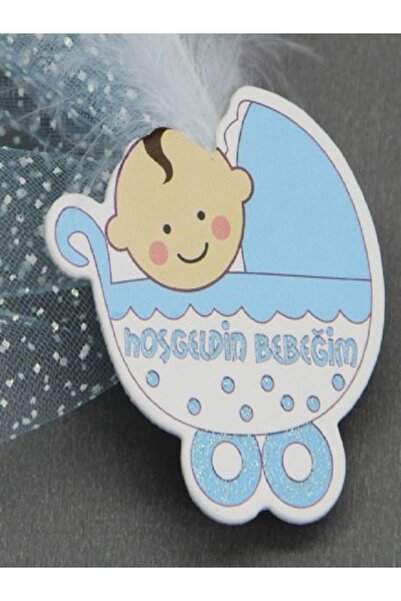 Kazanabil HOŞGELDİN BEBEĞİM PUSETLİ MIKNATISLI BEBEK ŞEKERİ MAVİ 50 ADET