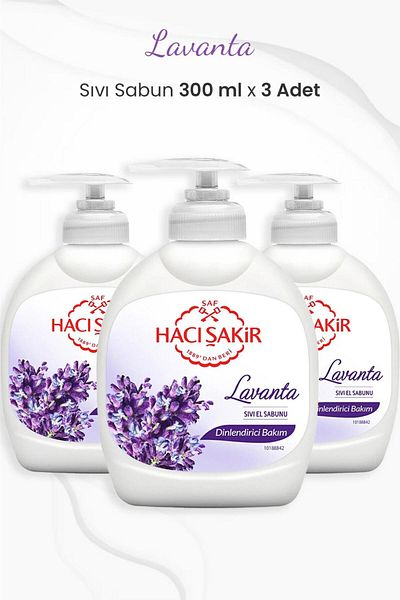 Hacı Şakir Lavender Relaxing Liquid Soap 300 ml x 3 Pieces