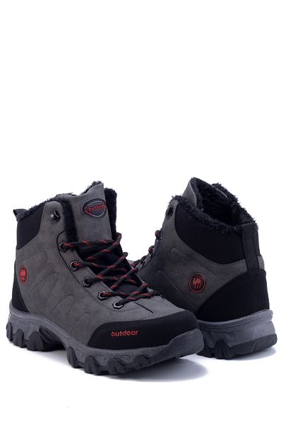 eformoda by emre yılmaz Smoke Black Unisex Outdoor Boots Παπούτσια Χειμερινή ανθεκτική αντιολισθητική σόλα Lace-Up 4054u