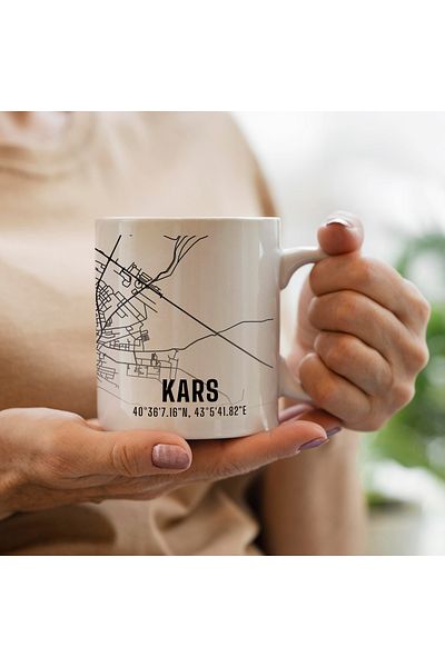 Melouro Kars City Map Printed Porcelain Mug 300 ml