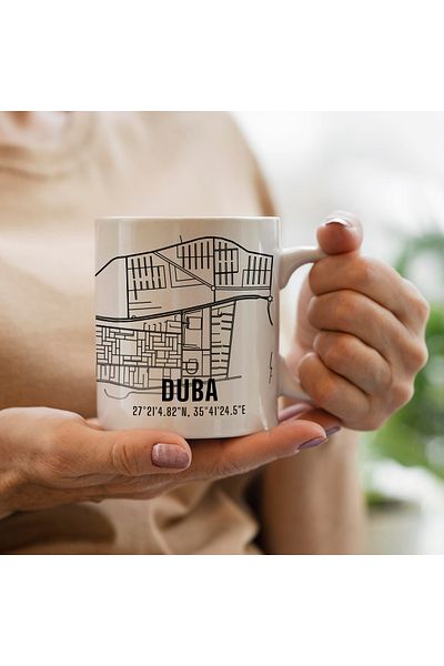 Melouro Pontoon City Map Printed Porcelain Mug 300 ml