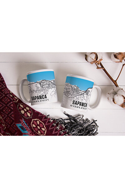Melouro Sapanca City Map Printed Porcelain Mug 300 ml