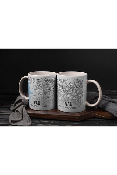 Melouro Van City Map Printed Porcelain Mug 300 ml