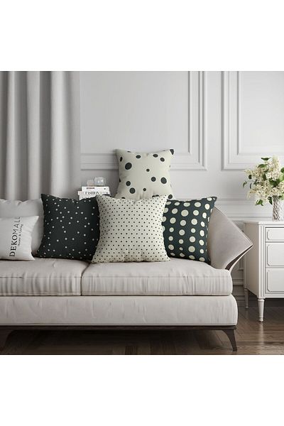 dekomall home & living Διπλής όψης πουά 4 τεμαχίων Κάλυμμα μαξιλαριού ριχτάρι 403