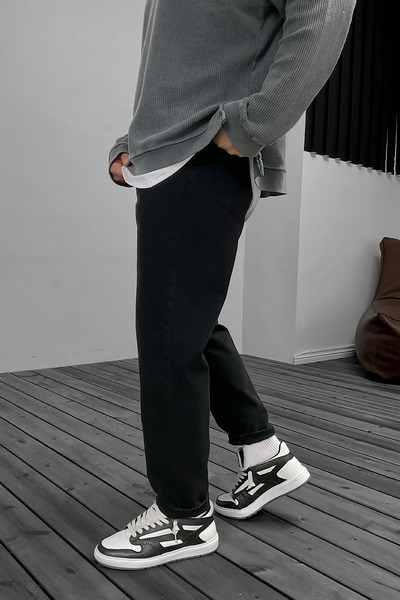 BDRMAN Boyfriend Siyah Yıkamalı Kot Pantolon