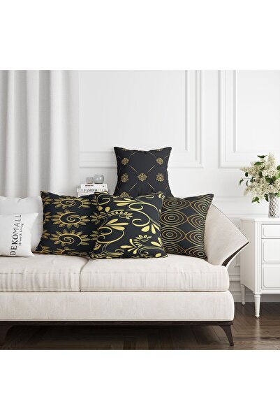 dekomall home & living Dvostrano Zlatni cvetovi Set od 4 Navlaka za jastuk 424