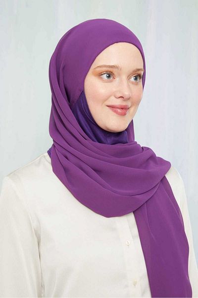 Melodi Scarf Γυναικείο Hijab Hijab Boned Chiffon Shawl Purple