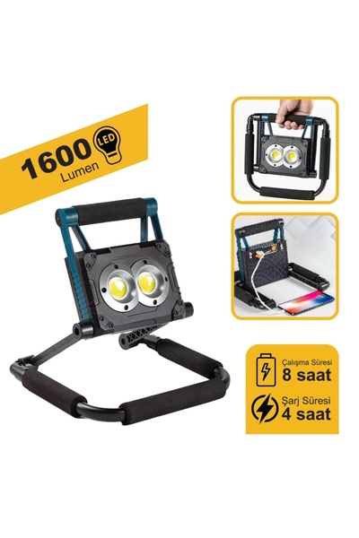 REPLAX Kamp Çadır Led Işık Led Lamba Güneş Enerjili Solar Projektör 1600 Led 30 Watt