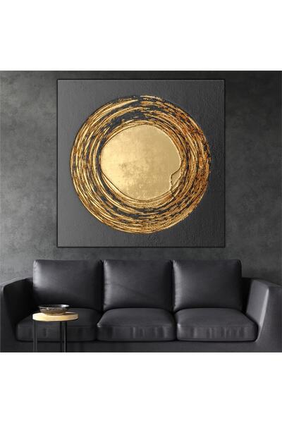 tablodekor Soyut Yuvarlak Gerçek Ip Detaylı Üç Boyutlu Yağlı Boya Tablo
