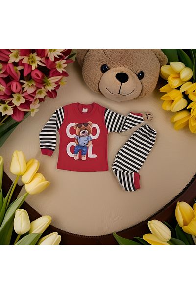 YumurcakFashion Wonderful Cool Bear Boy's Pajama Set 1/2/3/4 Years