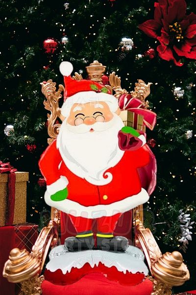 Huzur Party Store Standing Santa Claus Foil Balloon 68x120 cm Christmas Santa New Year Celebration Decoration Balloon