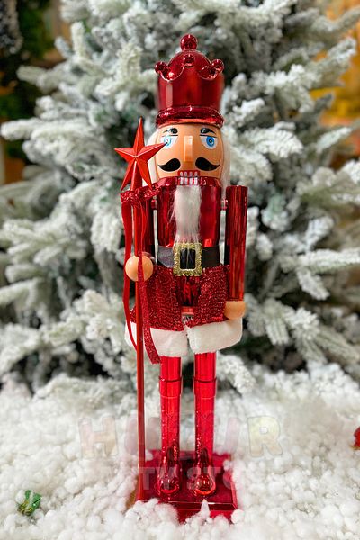 Huzur Party Store 60 Cm Nutcracker Metallic Red Colored Tin Soldier Handmade Christmas Ornament with Openable and Closable Mouth