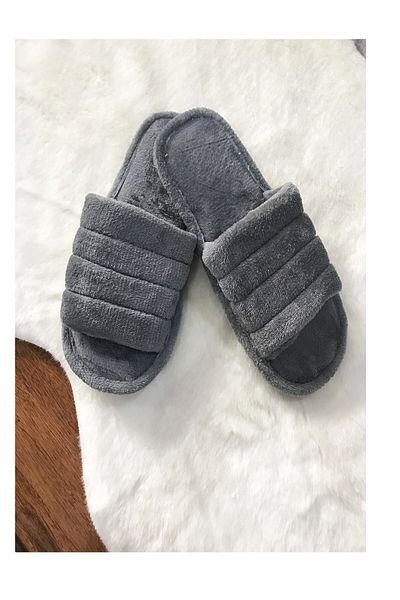 MOOD Club Gray Plush Women's House Slippers
