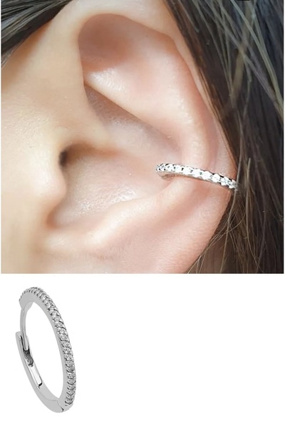 BY DİLEK ÇETİN ACCESSORY çelik 10 mm taşlı halka piercing