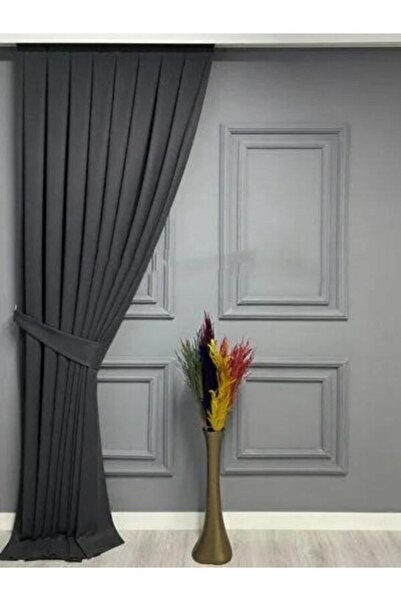 Karesi Ada Fonluk Antrasit Çift Kanat 1/3 Sık Pile Ölçü Perde