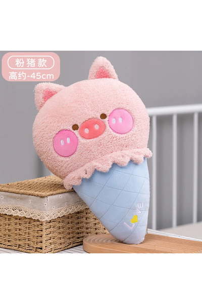 SHIVA Gift & More Dondurma-Ayı Dekoratif Yastık 45 cm Külah Şekilli Sevimli i...