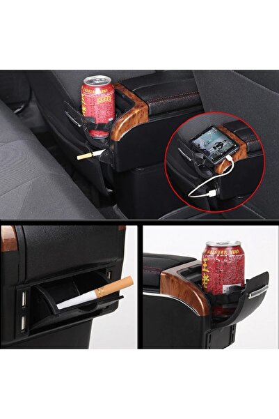 C9 Oto Kolçak Kol Dayama Çift Açılır 7 Usb Girişli Tüm Araçlara Uyumlu Kolçak Bej