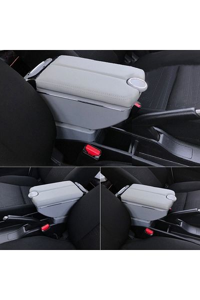C9 Car Armrest Armrest Double Opening Armrest with 7 USB Ports Compatible with All Vehicles Gray