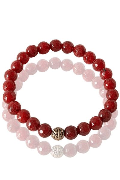 Tesbih Atölyesi Certified Faceted Red Agate Stone Bracelet - With Silver Device