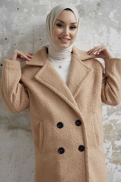 InStyle Λούτρινο παλτό Malian Buttoned - Camel